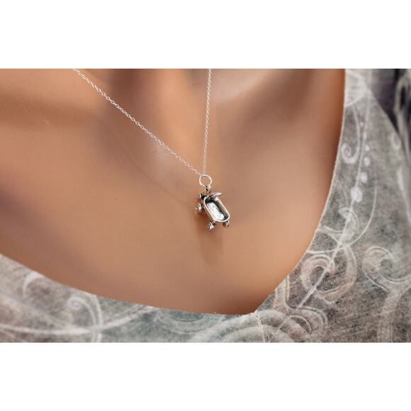 Sterling Silver Wagon Charm Necklace - Picture 4 of 5